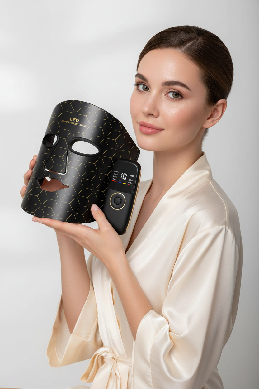 Kobieta z maską LED